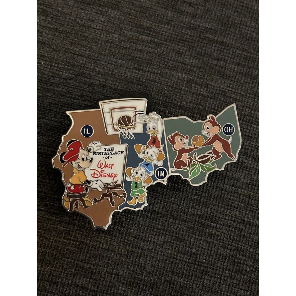 Disney Pin American Adventure - Illinois/Indiana/Ohio Mickey/Chip Dale/Ducks -LR